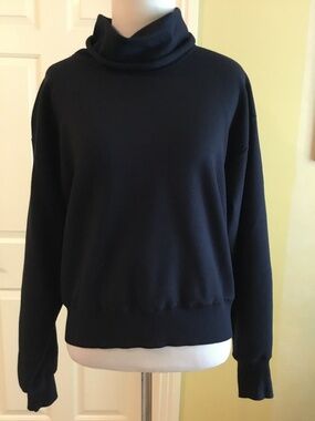 Veronica Beard Black Funnel-Neck Sweatshirt